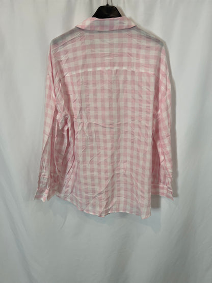 ZARA. Blusa fluida cuadros tonos rosas. T XS