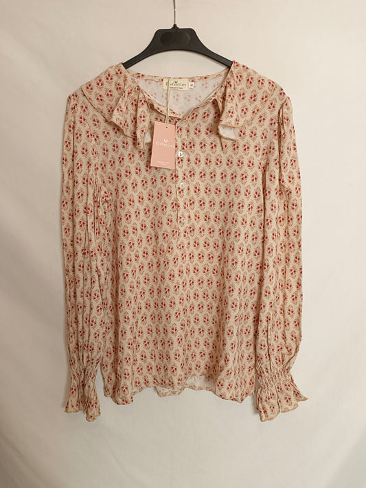 ELEFANTINE. Blusa beige flores  T.s