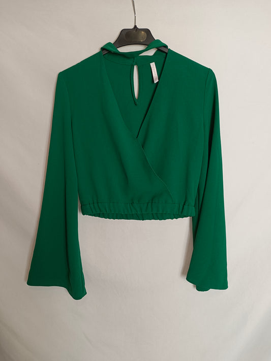 ZARA. Top verde chóquer T.XS