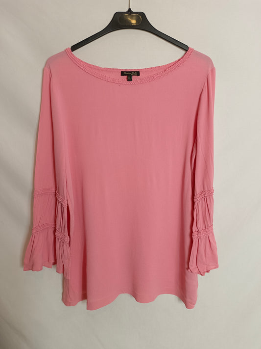 MASSIMO DUTTI. Blusa rosa fruncidos T.S