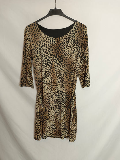 OTRAS. Vestido animal print cinturón. T M