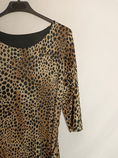 OTRAS. Vestido animal print cinturón. T M