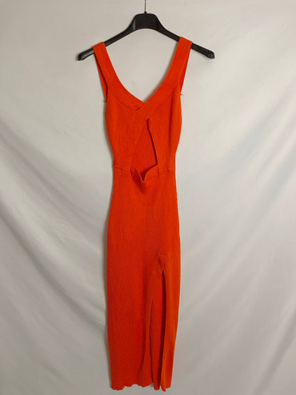 OTRAS. Vestido canalé naranja Tu(xs/s)