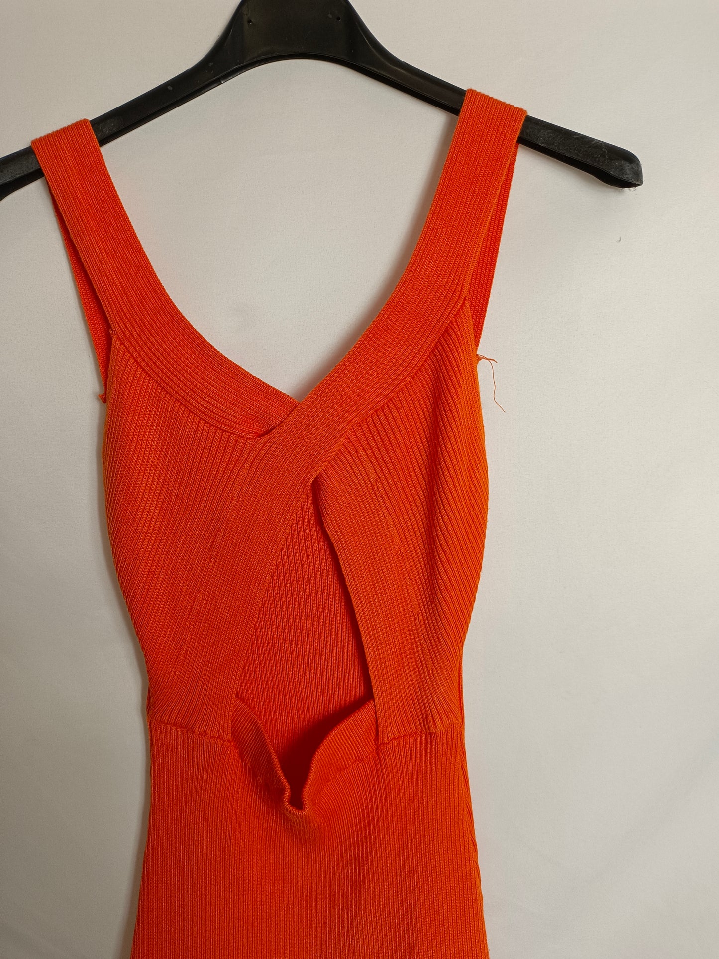 OTRAS. Vestido canalé naranja Tu(xs/s)