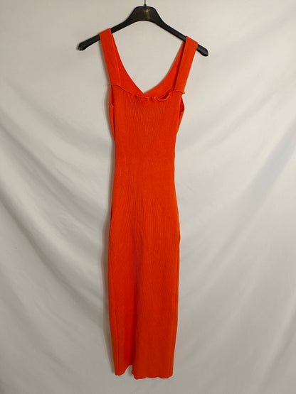 OTRAS. Vestido canalé naranja Tu(xs/s)