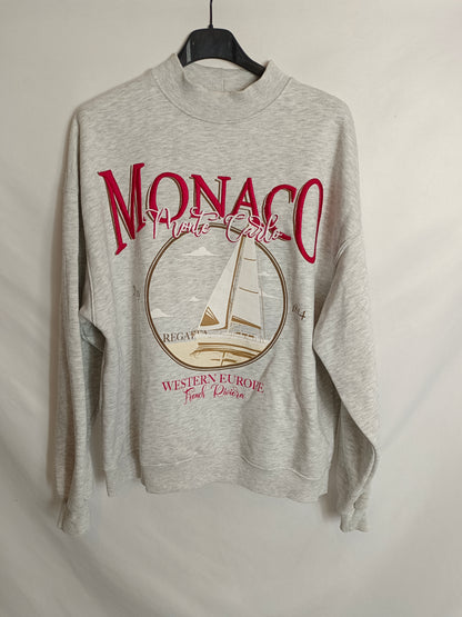 BERSHKA. Sudadera gris "Monaco" T.s