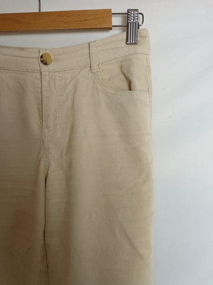 MANGO. Pantalón pana beige T.36