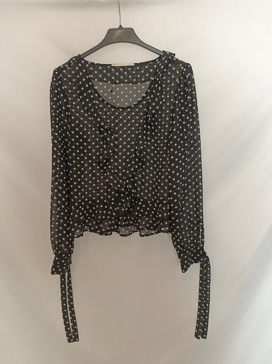 SFERA. Blusa negra lunares T.m