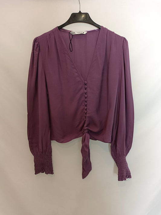 ZARA. blusa morada lazada T.s