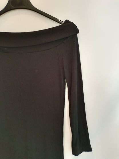 PULL&BEAR Vestido midi negro de canale T. m