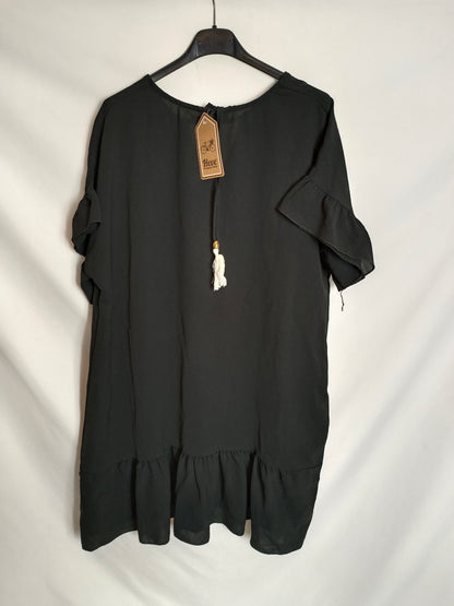 HEVE. Vestido corto negro fluido TU(s)