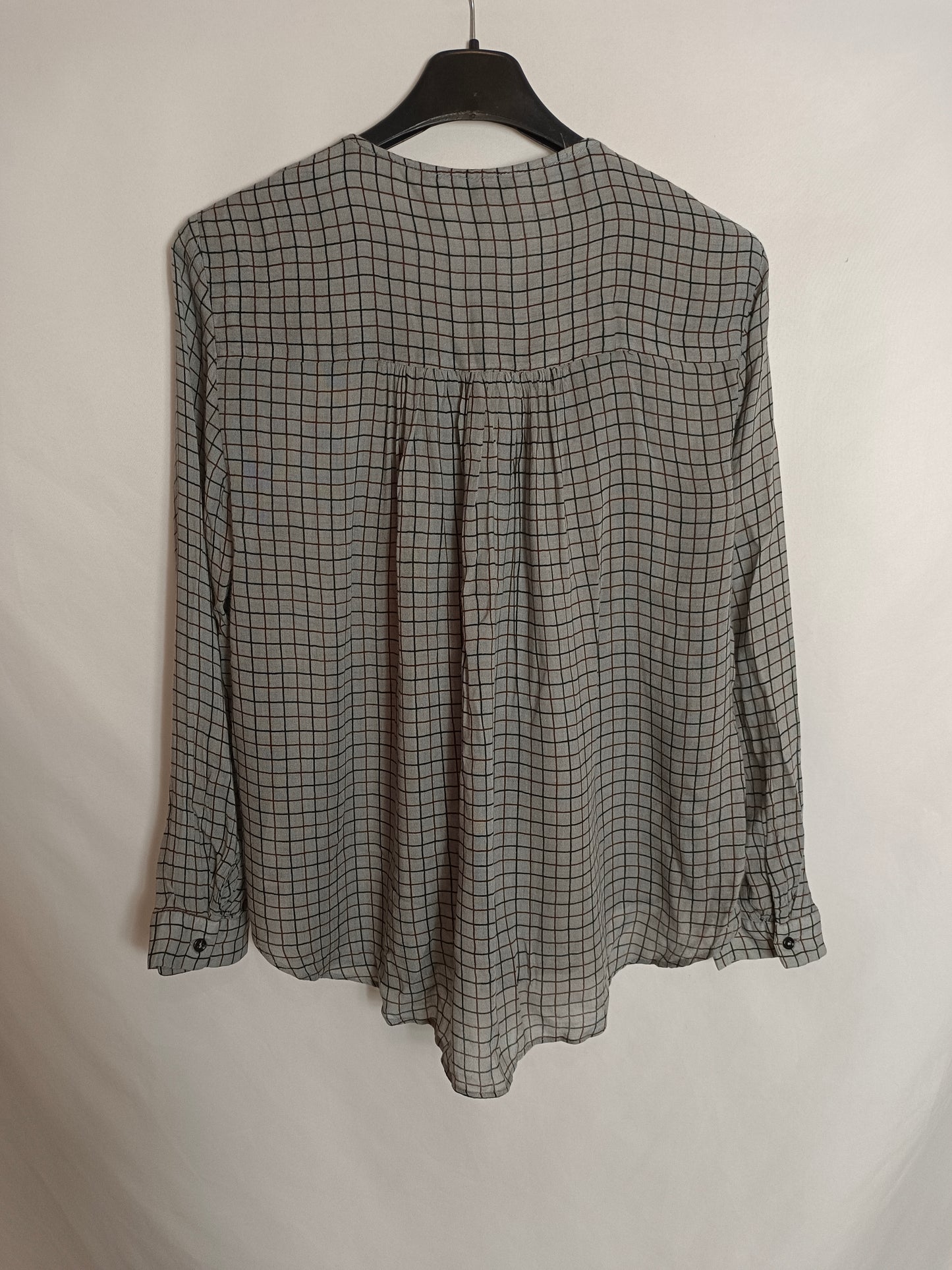 ZARA. Blusa gris cuadros T.s