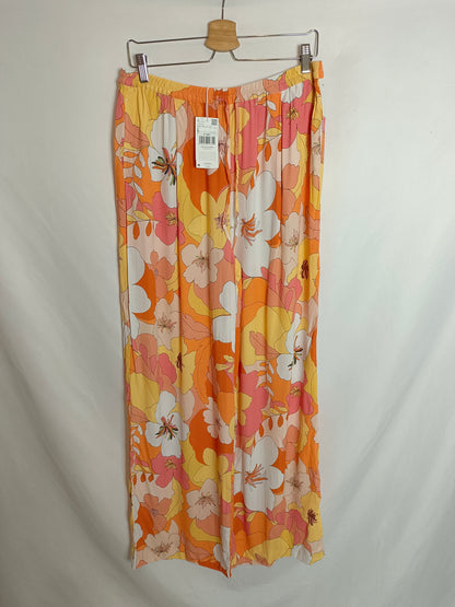 MANGO. Pantalón fluido flores T.l