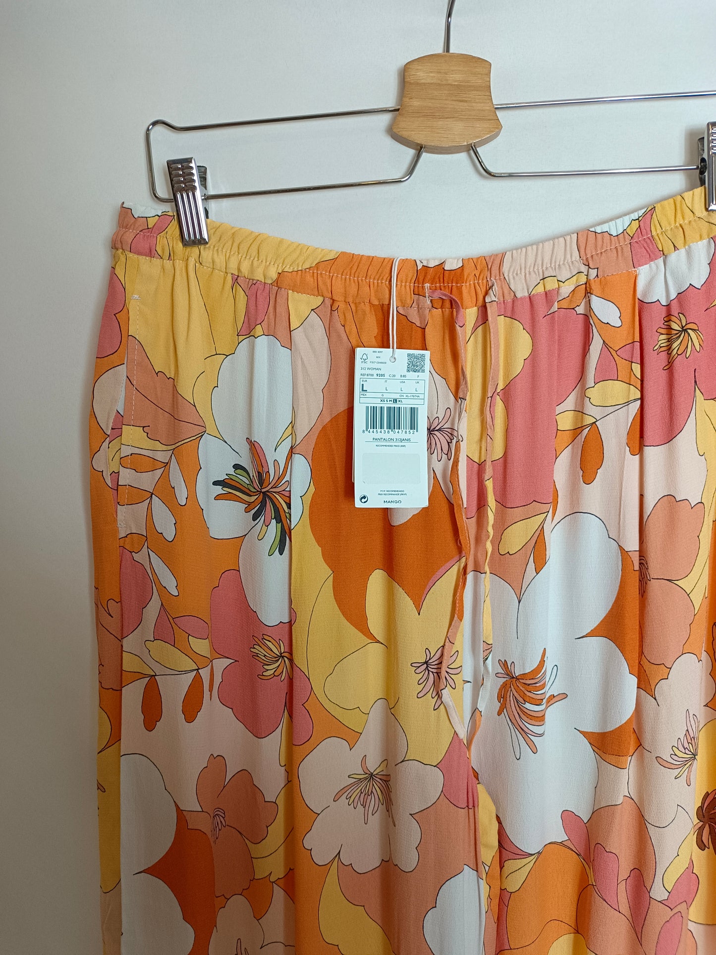 MANGO. Pantalón fluido flores T.l