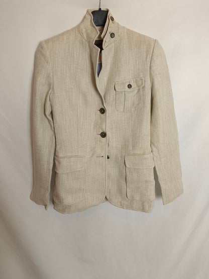 MASSIMO DUTTI. Chaqueta jaspeada beige T.38