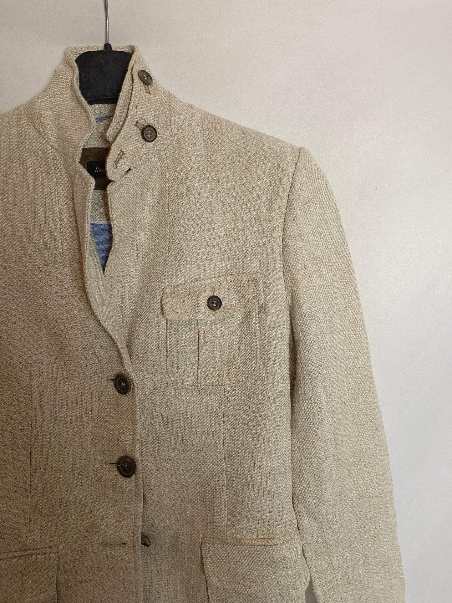 MASSIMO DUTTI. Chaqueta jaspeada beige T.38