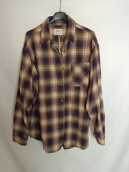 PULL&BEAR. Camisa cuadro T.m