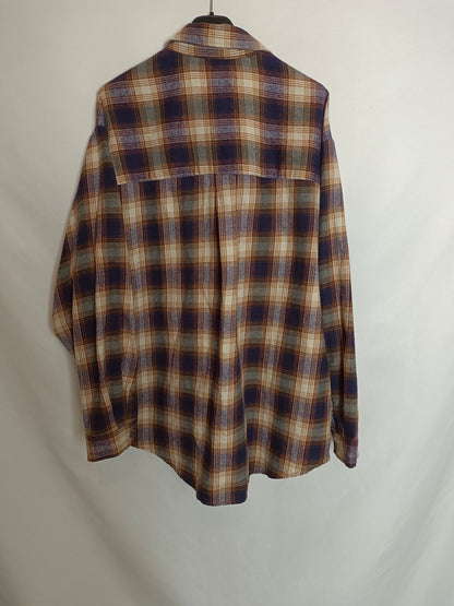 PULL&BEAR. Camisa cuadro T.m