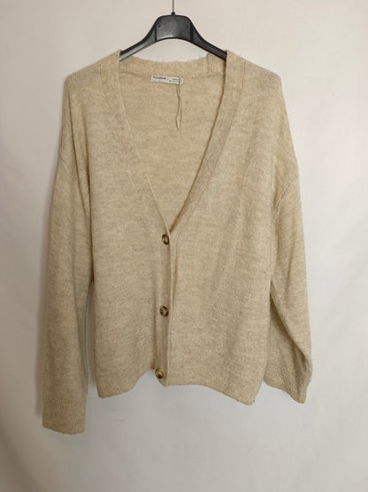 PULL&BEAR. Rebeca beige jaspeada T.s