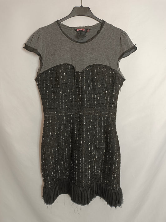 TWELVE BY TWELVE. Vestido negro tweed T.l