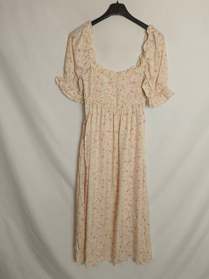 AUGUSTE. Vestido beige flores T.32