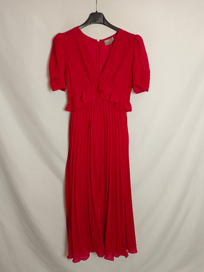 ASOS. Vestido rojo plisado T.34