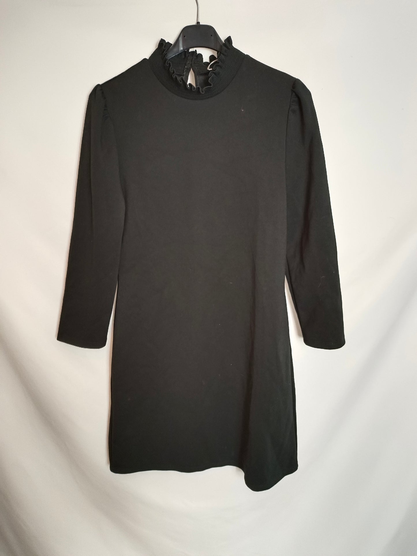 MANGO. Vestido negro cuello perkins T.m