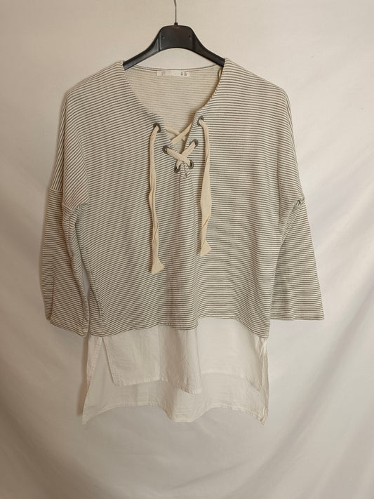 LEFTIES. Top rayas beige y gris T.m