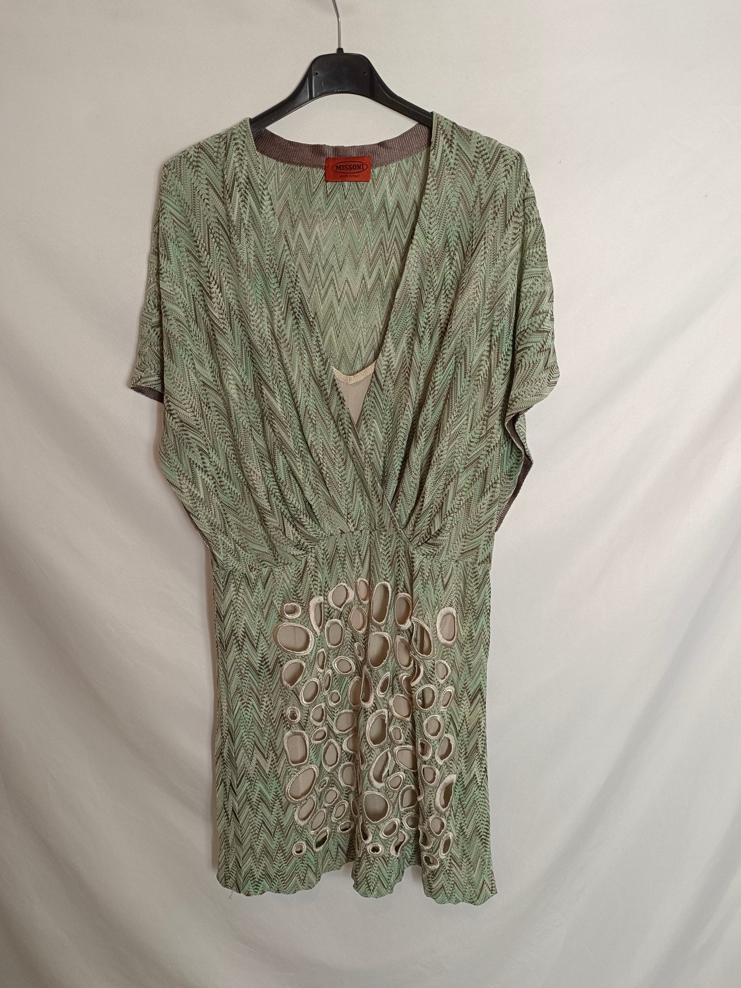 MISSONI. Vestido verde jaspeado T.u(s)