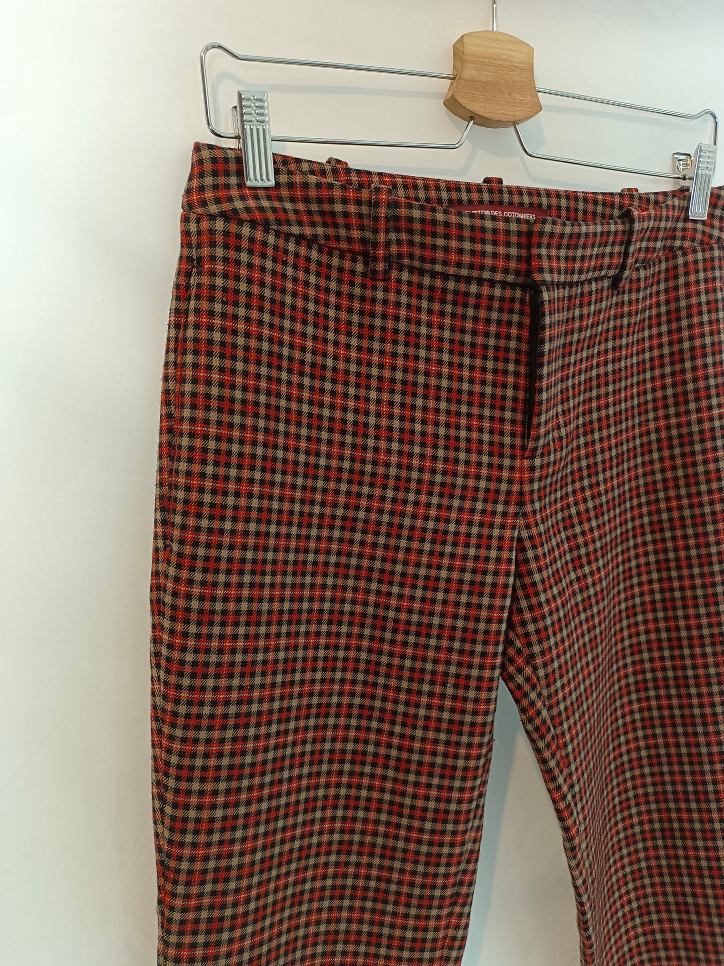 COMPTOIR DES COTONNIERS. Pantalón cuadros teja T.s