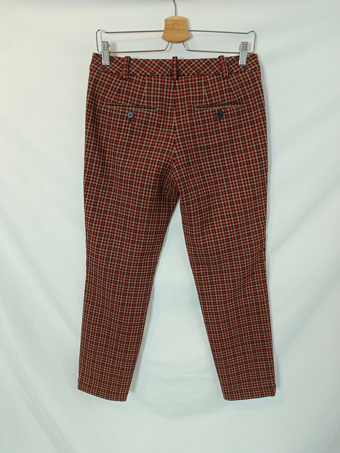 COMPTOIR DES COTONNIERS. Pantalón cuadros teja T.s