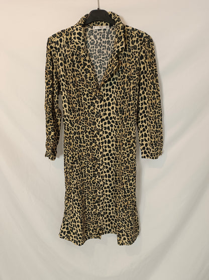 MANGO. Vestido camisero animal print T.m