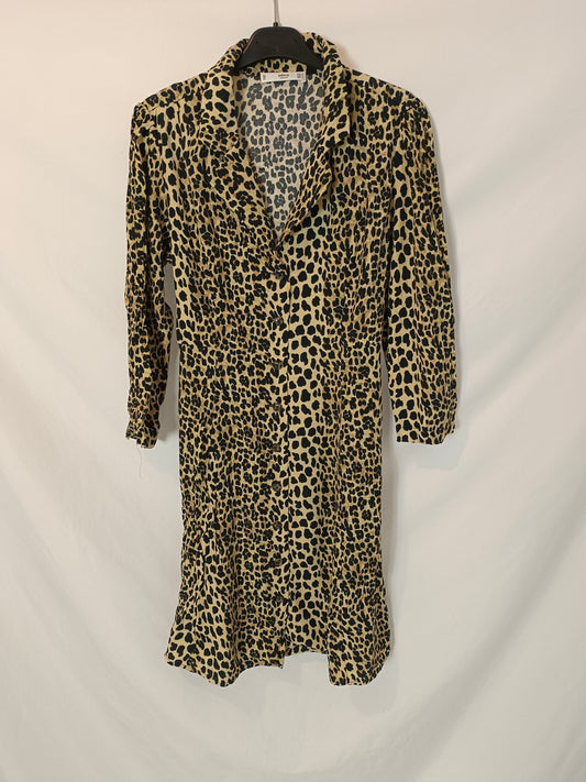 MANGO. Vestido camisero animal print T.m