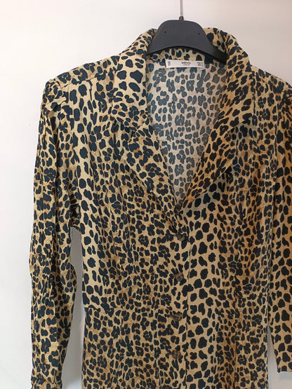 MANGO. Vestido camisero animal print T.m