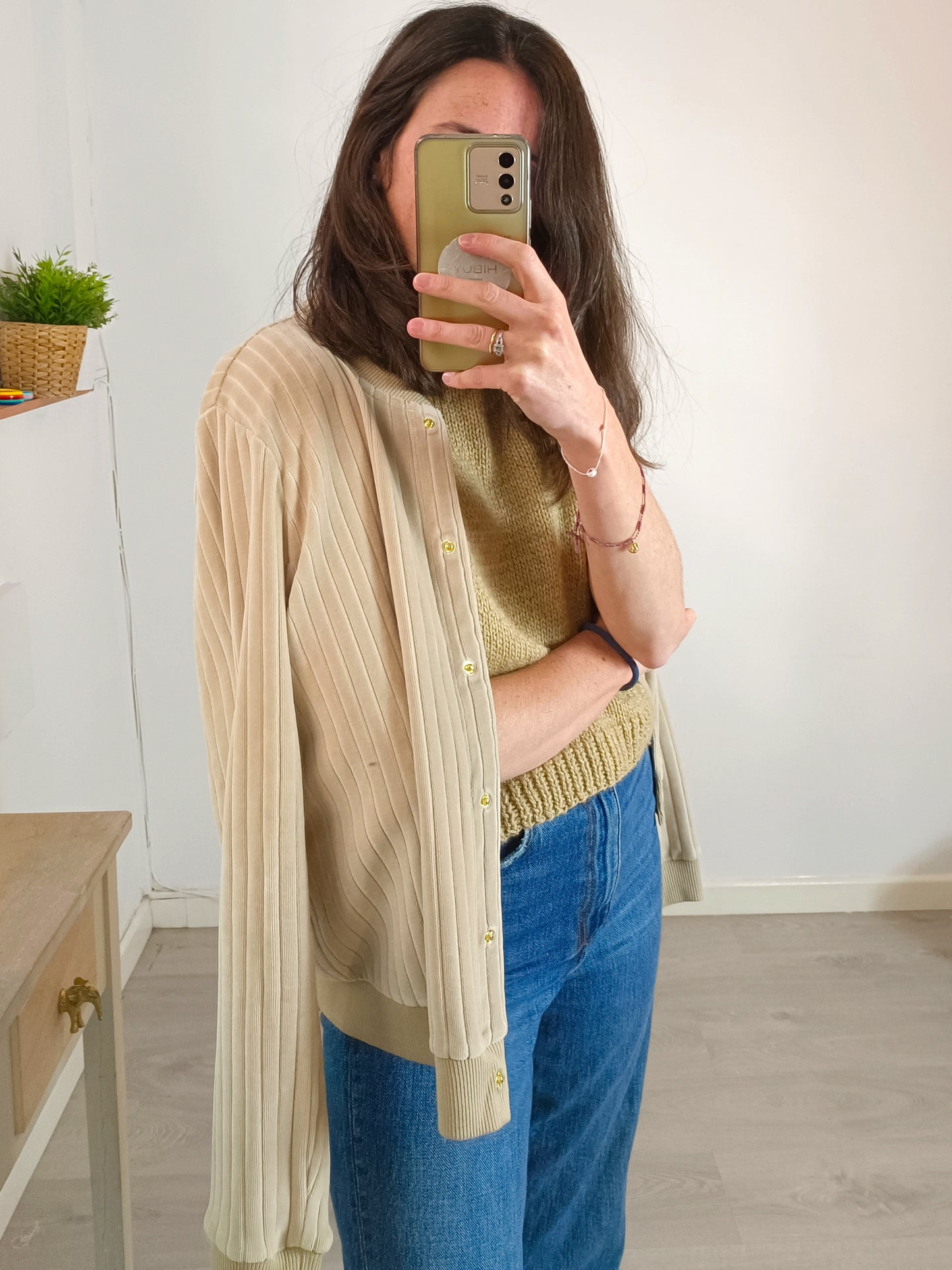 SEZANE. Bomber beige aterciopelada T.m