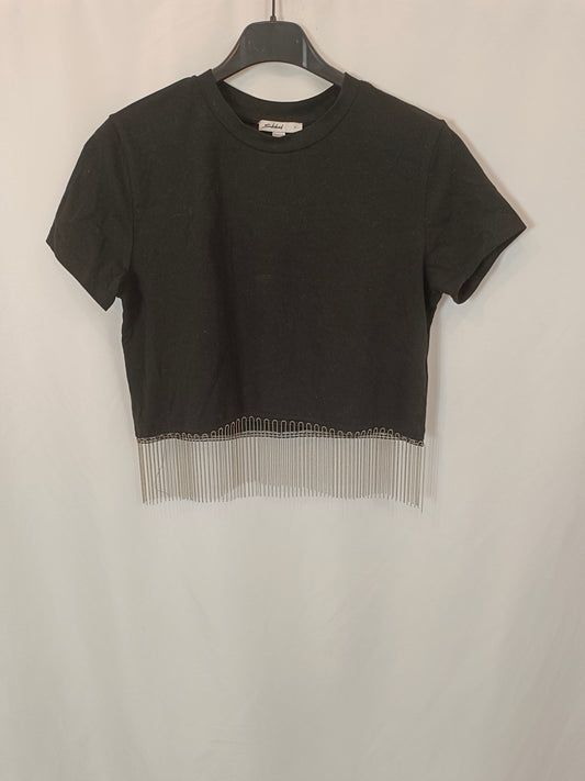 SUBDUED. Camiseta flecos abalorios T.m