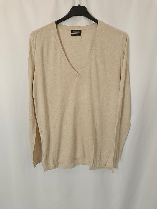 MASSIMO DUTTI. Jersey beige punto T.u(l)