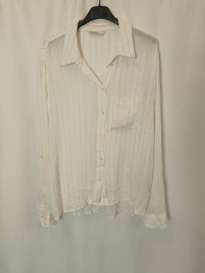 ONLY. Blusa blanca rayas doradas T.xl