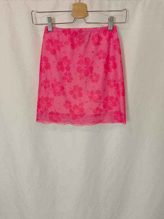 PRIMARK. falda rosa flores T.32/34