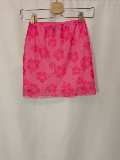 PRIMARK. falda rosa flores T.32/34