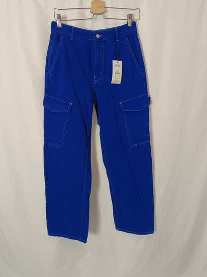 PRIMARK. Pantalón ancho denim azul  T.36