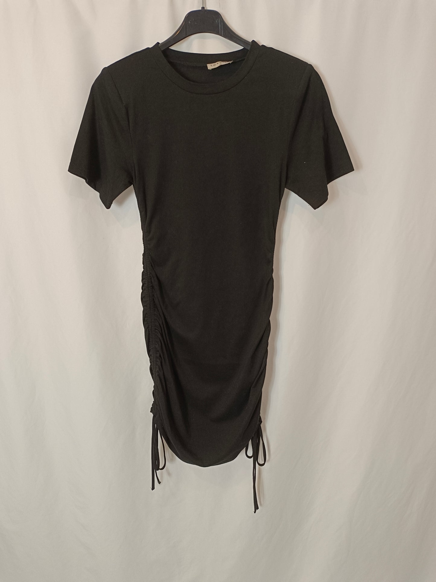 LOAVIES. Vestido negro corto fruncidos. T XS