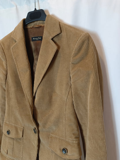 MASSIMO DUTTI. Blazer camel pana. T S