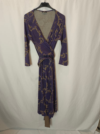 ETRO. Vestido midi morado estampado. T M/L