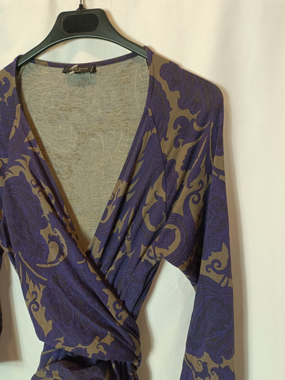 ETRO. Vestido midi morado estampado. T M/L