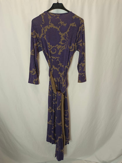 ETRO. Vestido midi morado estampado. T M/L