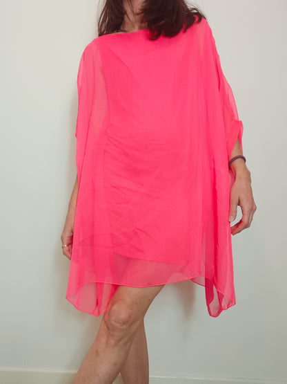 CALZEDONIA. Vestido rosa vaporoso T.s