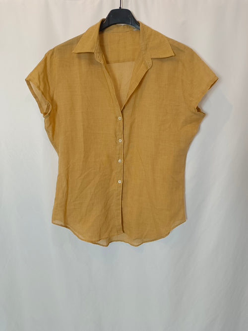OTRAS. blusa vintage mostaza jaspeada. T M/L