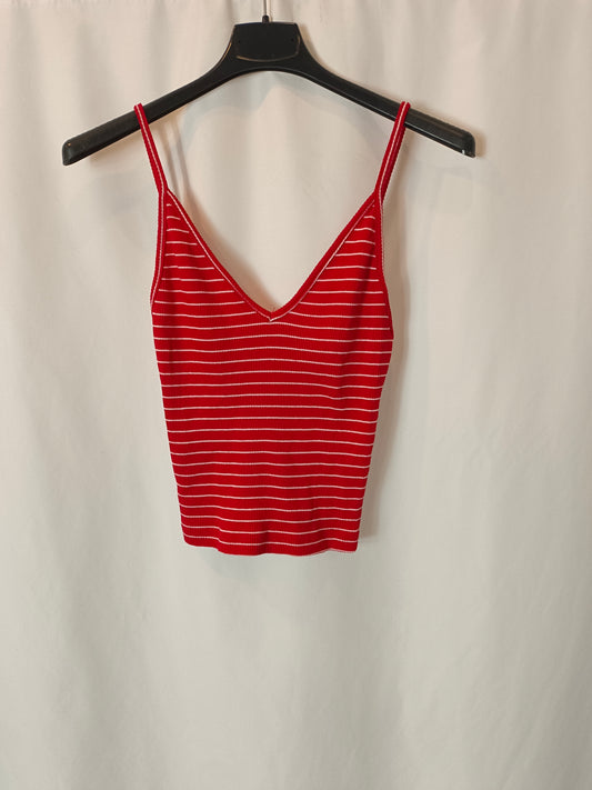 BRANDY MELVILLE.  croptop rojo  rayas canalé T.S