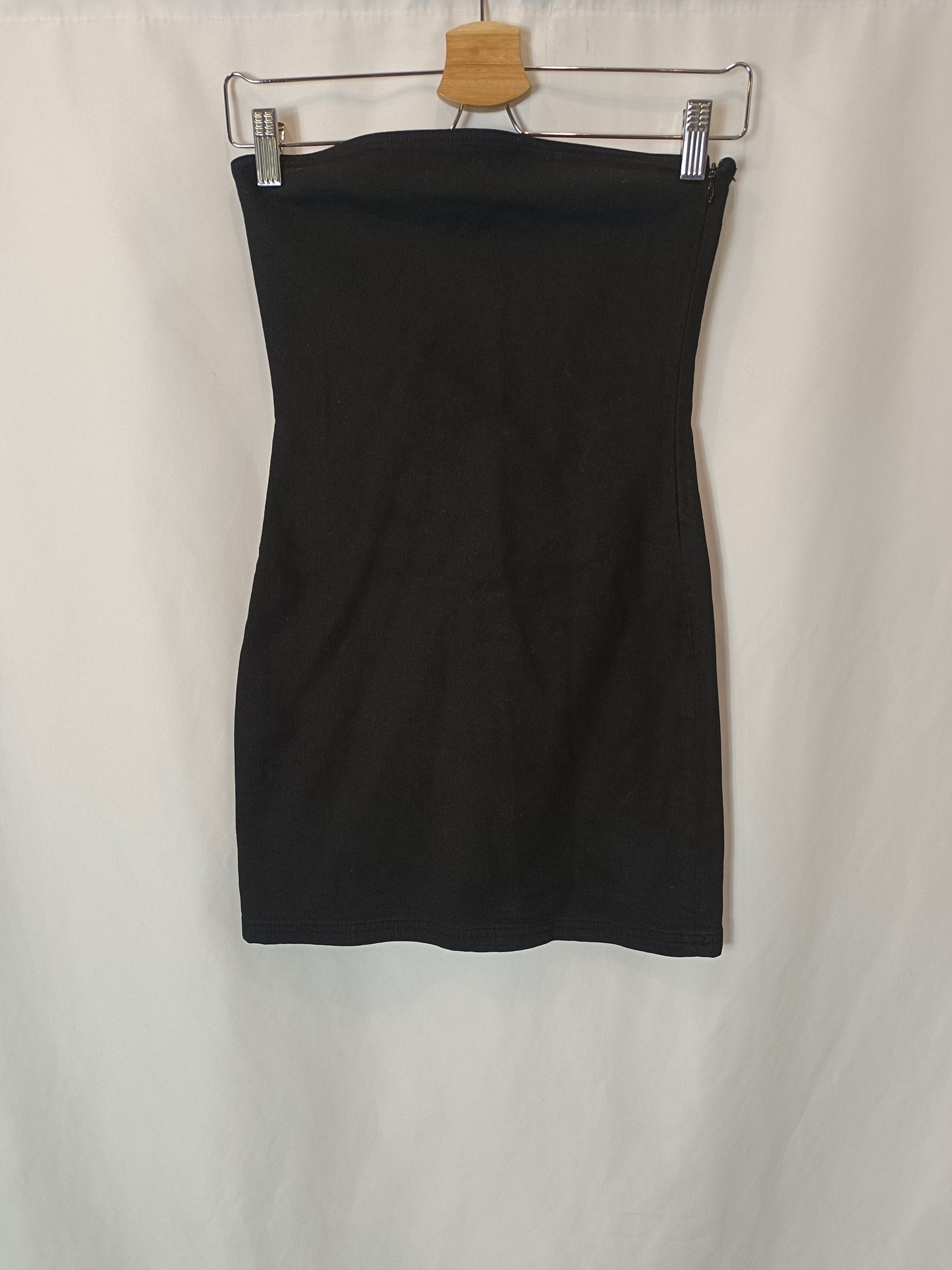 ZARA. Vestido palabra de honor negro T.xs